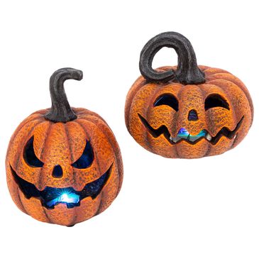The Gerson Company Spooky Jack-O-Lanterns in Orange (Set of 2), , large