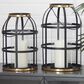 Maple and Jade Industrial Metal Lantern in Black and Gold (Set of 2), , large