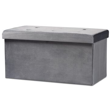 Baxton Studio Castel Storage Ottoman in Charcoal, , large