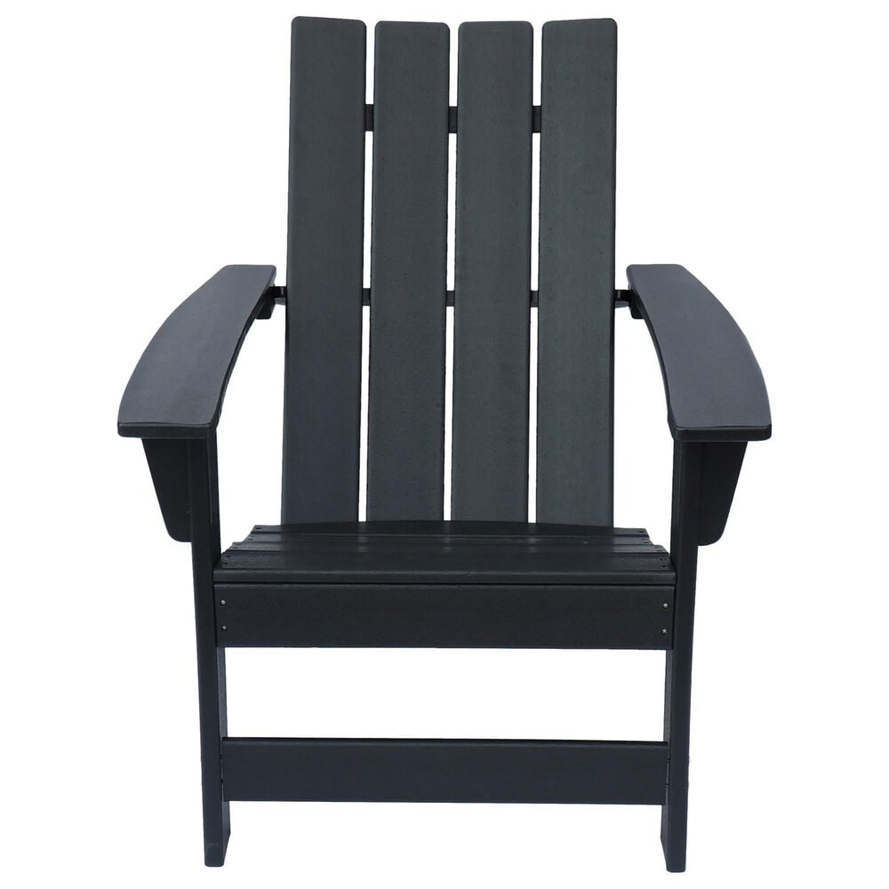 Hearth and Haven Encino Outdoor Plastic Adirondack Chair in Black, , large