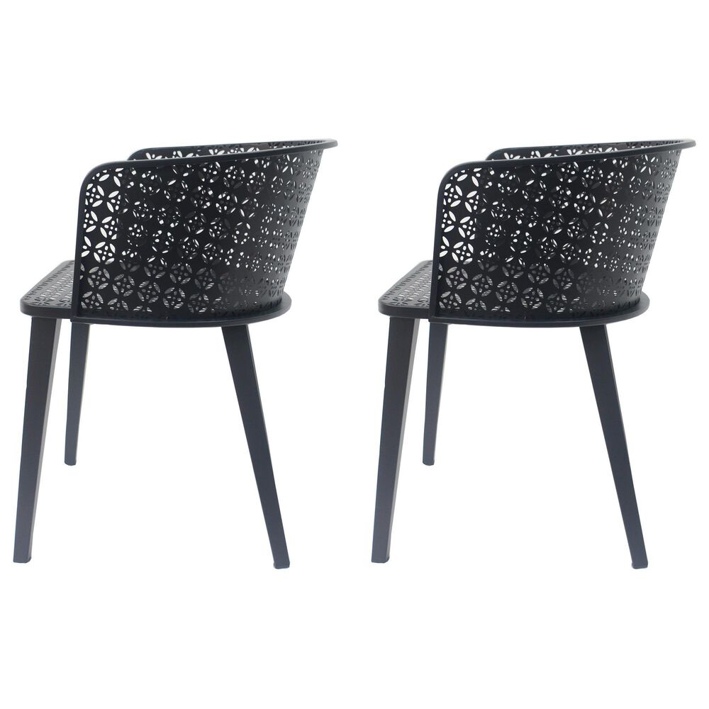 Hearth and Haven Milan Outdoor Dining Chair in Black (Set of 2), , large