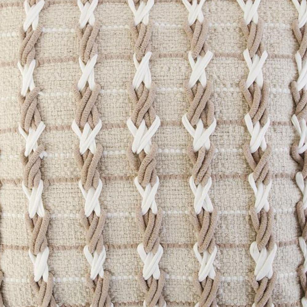 K &amp; K Interiors 17" Square Throw Pillow in Beige and Cream, , large