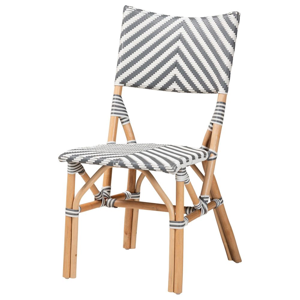Baxton Studio Shai Side Chair in Grey, White and Natural Brown, , large