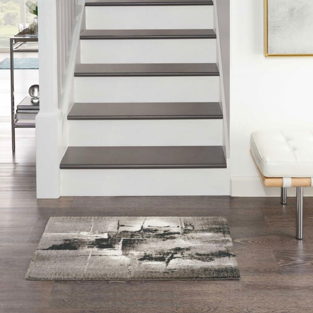 Nourison Twilight 2&#39; x 3&#39; Grey, Ivory and Black Area Rug, , large