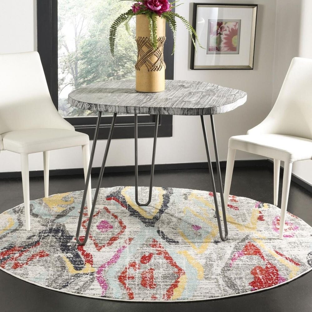 Safavieh Adirondack ADR209F 6&#39; Round Light Grey and Red Area Rug, , large