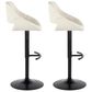 LumiSource Fabrico Swivel Adjustable Bar Stool with Cream Noise Fabric Upholstery and Rounded T Footrest in Black (Set of 2), , large