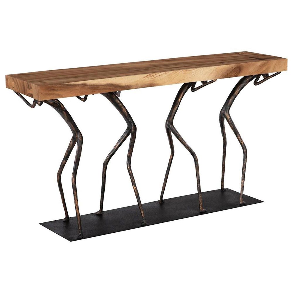 TimberHaus Atlas Small Console Table in Natural and Black, , large