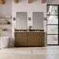 James Martin Vanities Brookfield 72" Double Bathroom Vanity in Honey Oak with 3cm Carrara White Marble Top and Rectangular Sinks, , large