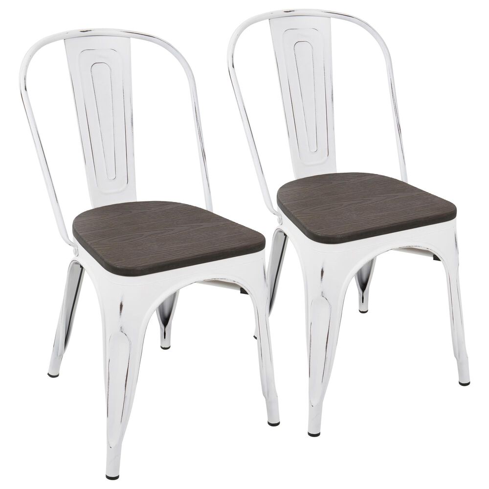 Lumisource Oregon Stackable Dining Chair in Esoressi/Vintage White (Set of 2), , large