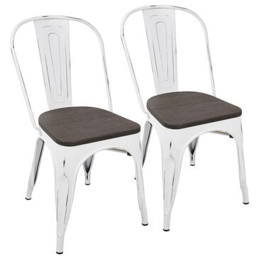 Lumisource Oregon Stackable Dining Chair in Esoressi/Vintage White (Set of 2), , large