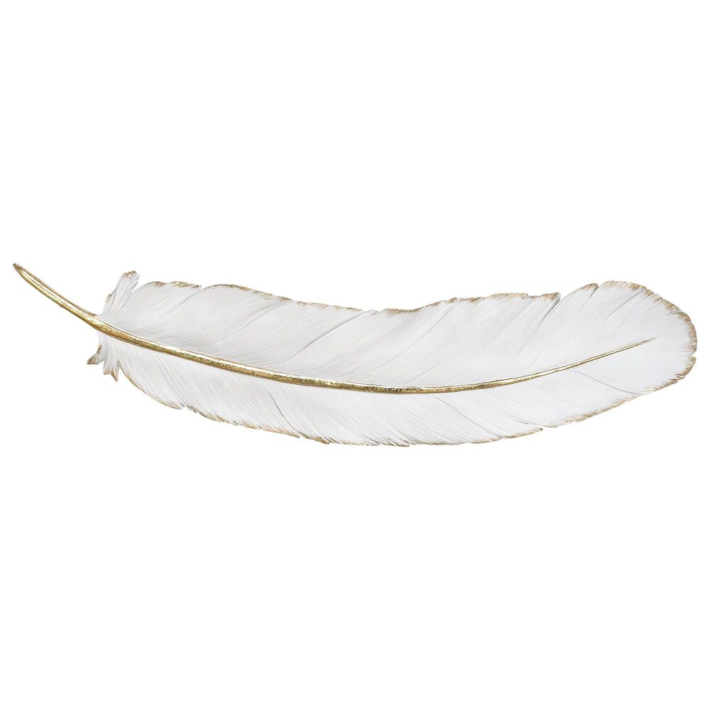 Maple and Jade 31" x 7" Extra Large Feather Wall Decor in White, , large