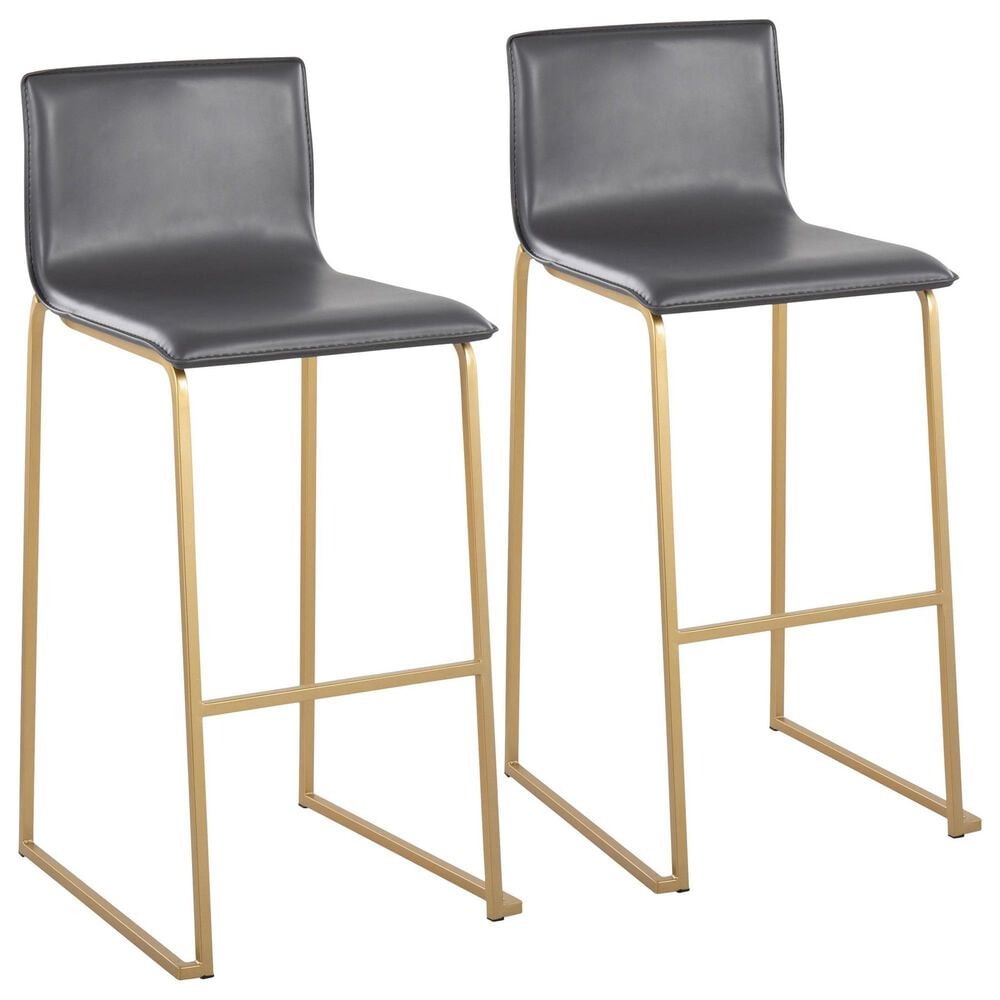Lumisource Mara Barstool with Grey Cushion in Gold (Set of 2), , large