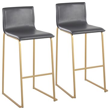Lumisource Mara Barstool with Grey Cushion in Gold (Set of 2), , large
