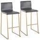 Lumisource Mara Barstool with Grey Cushion in Gold (Set of 2), , large