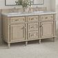 James Martin Vanities Lorelai 60" Double Bathroom Vanity in Whitewashed Oak with 3 cm Eternal Jasmine Pearl Silestone Top, Rectangular Sinks and FreePower Wireless Charger, , large