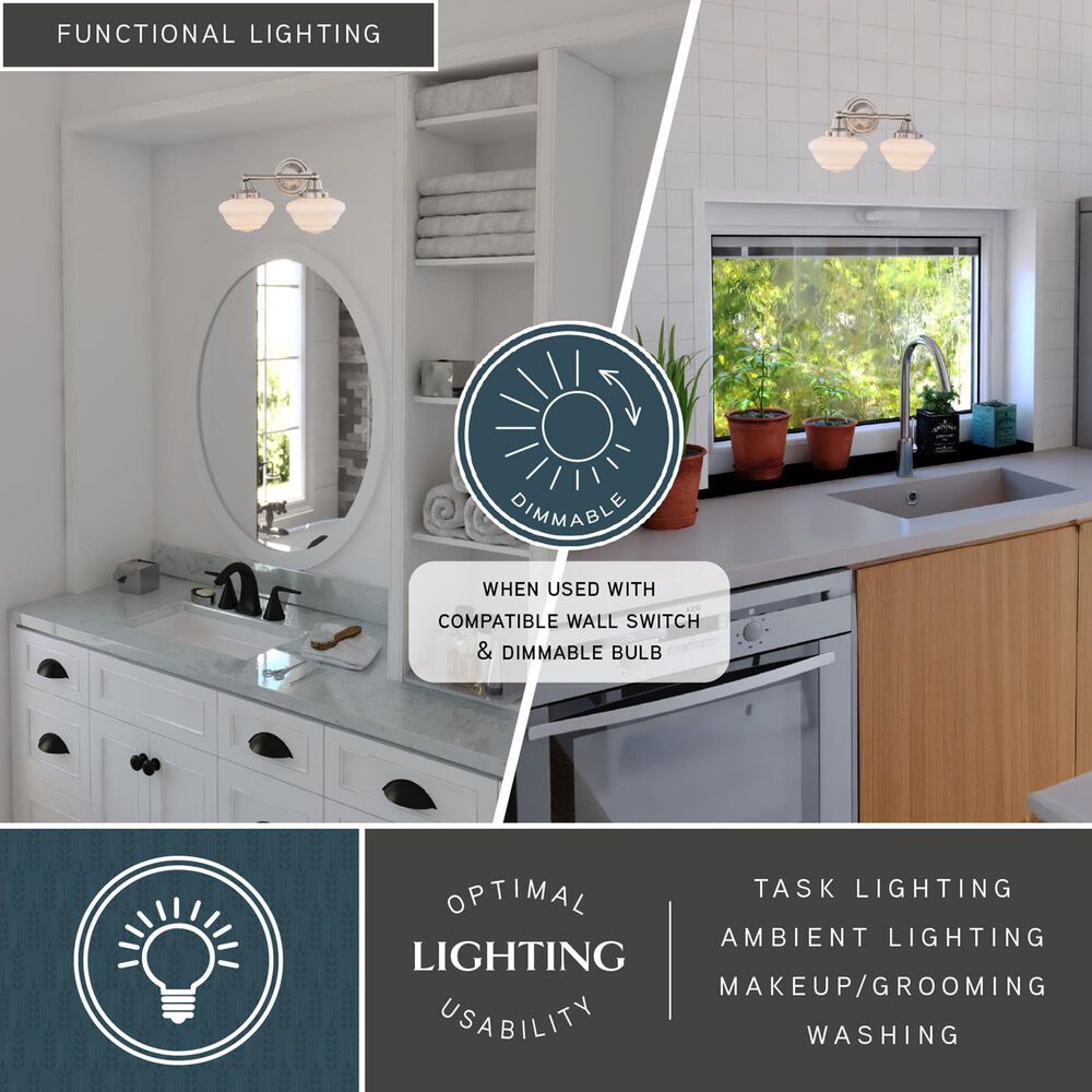Vaxcel Eastgate 2-Light Bathroom Vanity in Satin Nickel, , large