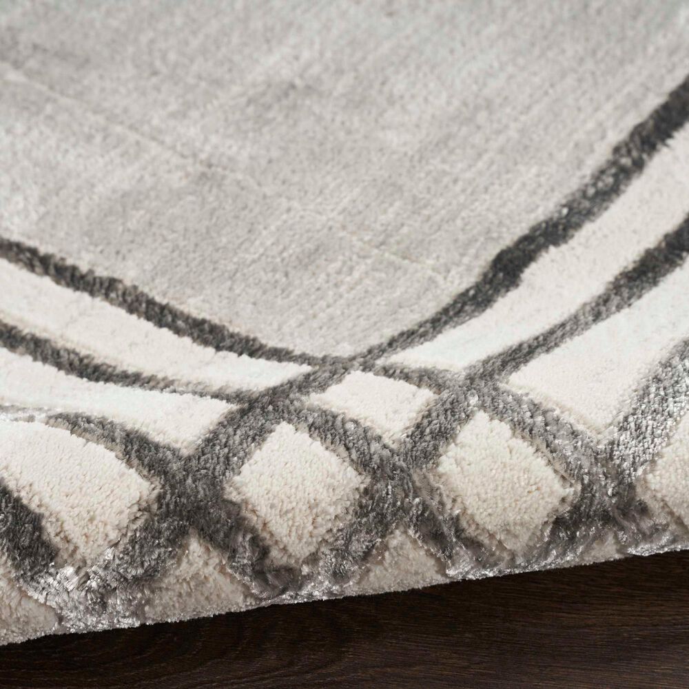 Nourison Desire Geometric 2&#39;3&quot; x 7&#39;6&quot; Grey, Silver and White Runner, , large