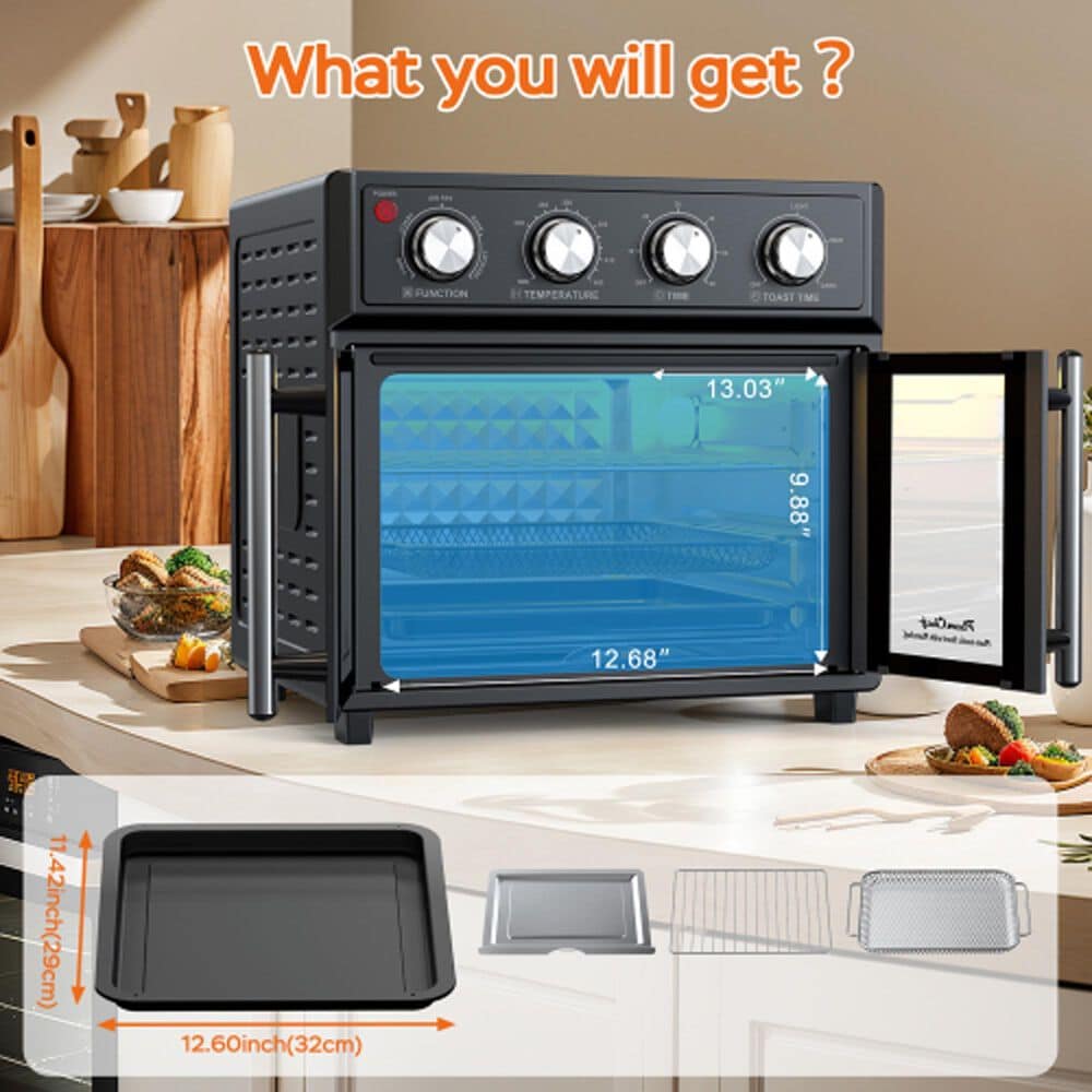 HOMLUX 26 Qt Air Fryer Toaster Oven in Black, , large