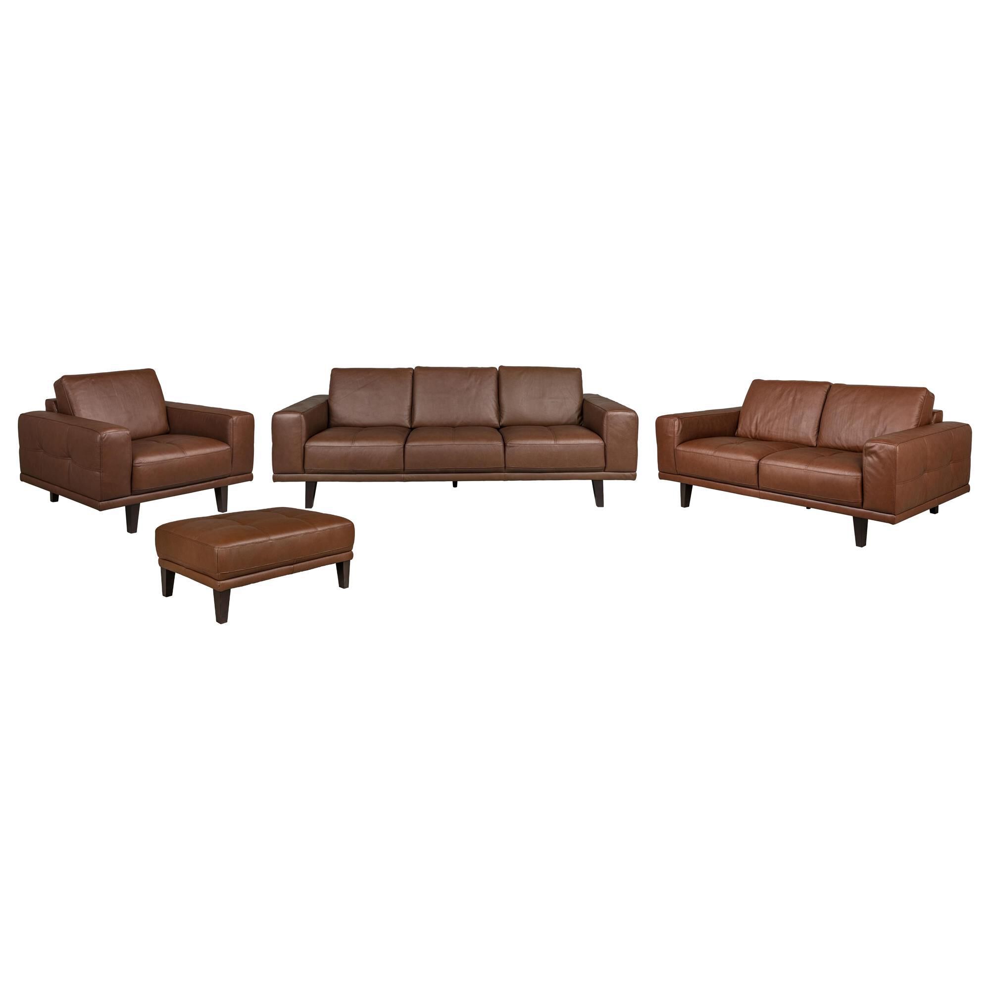 Natuzzi Editions Seville 4-Piece Stationary Leather Living Room
