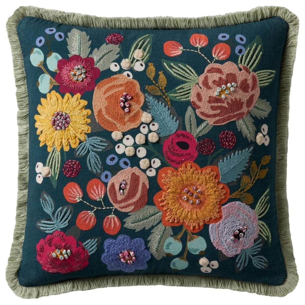 Loloi Vintage Garden Multi 18"" x 18"" Cover w/Down Pillow, , large