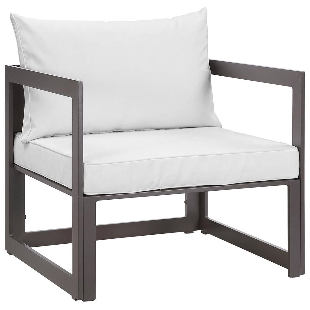 Modway Fortuna Outdoor Patio Armchair in Brown and White, , large