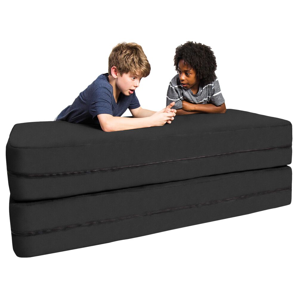 Jaxx Zipline Big Kids Modular Sofa &amp; Ottoman in Black, , large