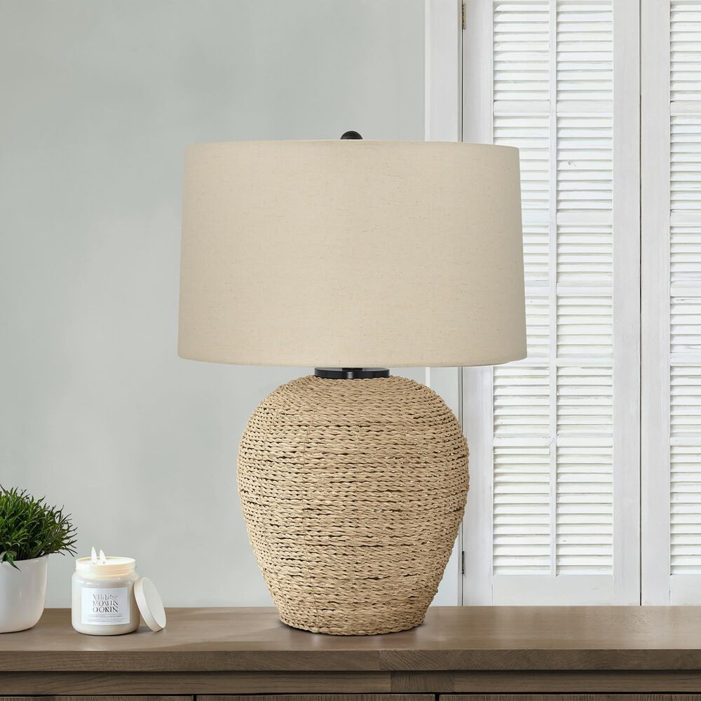 Hearth and Haven 25" Rattan Table Lamp with Beige Shade in Natural, , large
