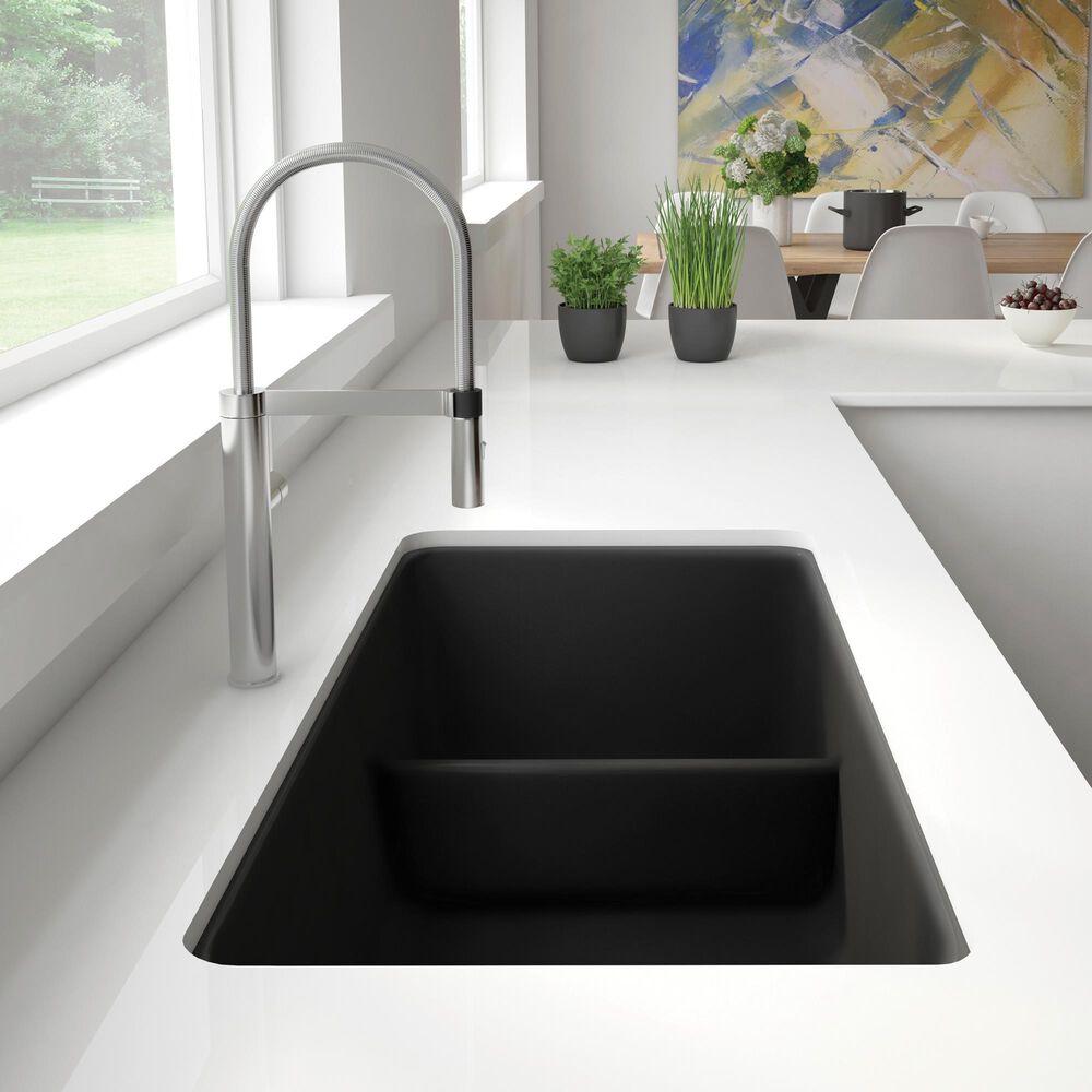 Blanco Precis Reversible 1-3/4 Double Bowl Kitchen Sink with Low Divide in Anthracite, , large
