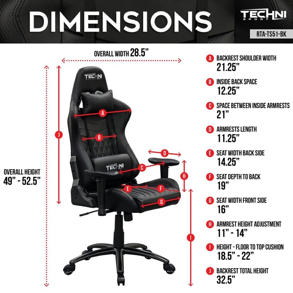 Techni Sport GG Gaming Chair in Black, , large