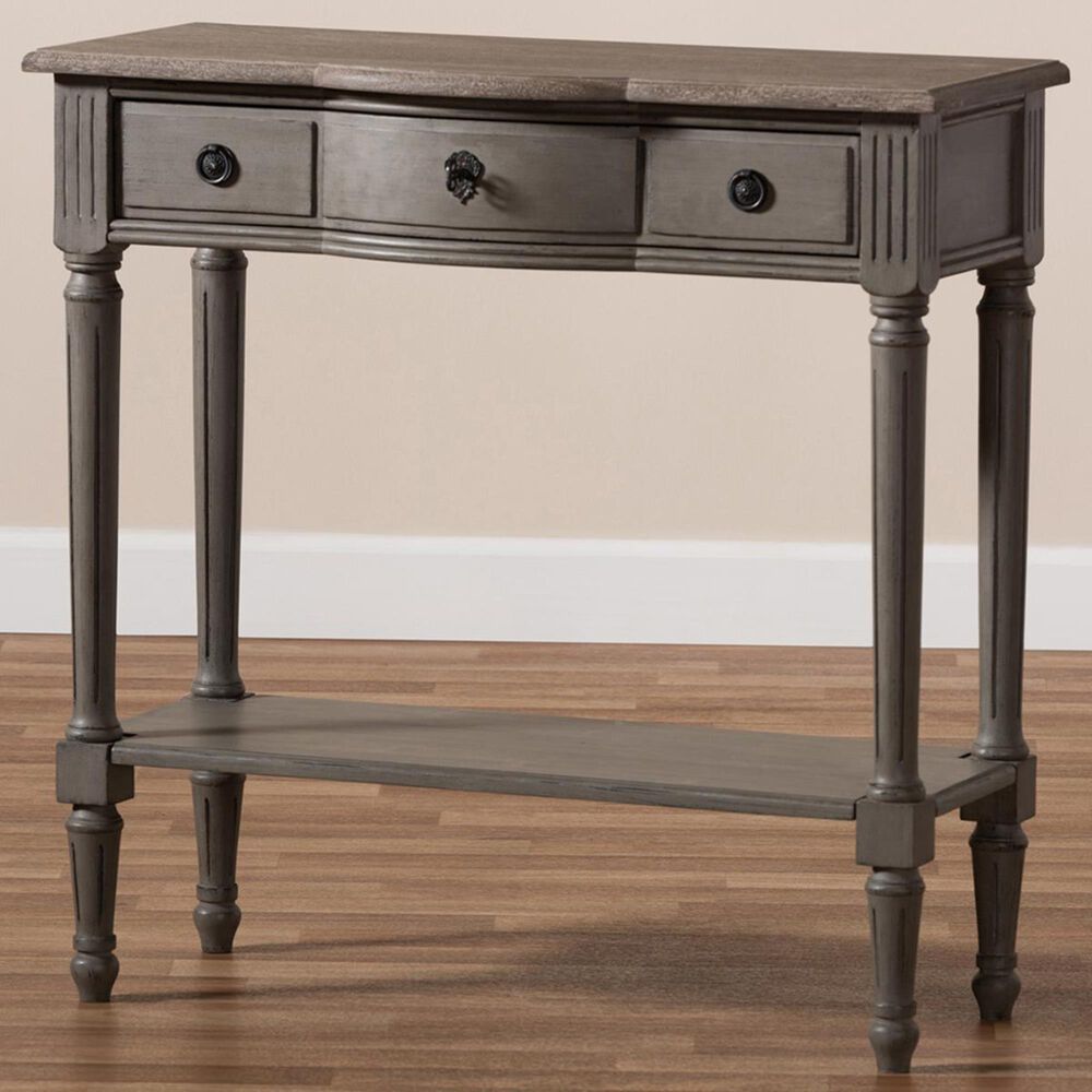 Baxton Studio Noelle 1-Drawer Console Table in Gray, , large