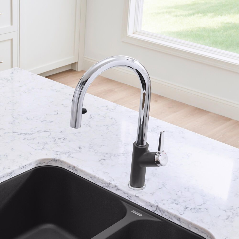 Blanco Urbena 1.5 GPM Pull-Down Kitchen Faucet in Chrome and Cinder, , large