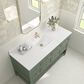 James Martin Vanities Breckenridge 60" Single Bathroom Vanity in Smokey Celadon with Single Hole 3 cm White Zeus Quartz Top and Rectangular Sink, , large