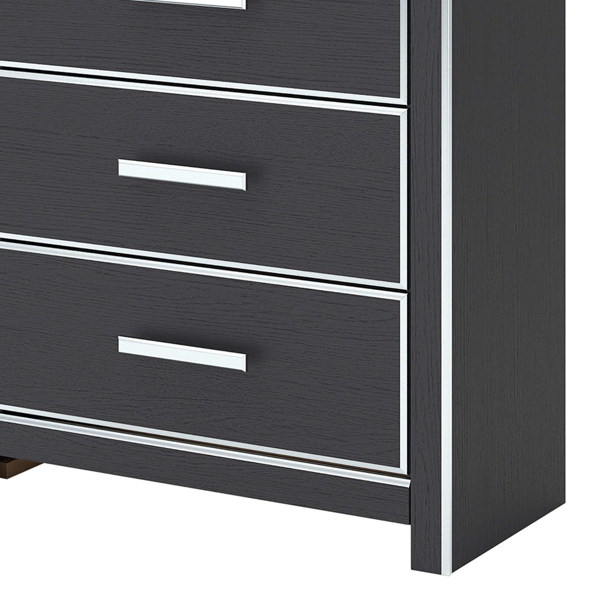 Ashley Zuraleus 6-Drawer Chest in Matte Black and Chrome