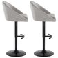 LumiSource Matisse Adjustable Swivel Barstool with Grey Fabric Upholstery in Black (Set of 2), , large