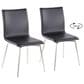 Lumisource Mason Swivel Side Chair with Black Upholstered in Brushed Stainless Steel (Set of 2), , large
