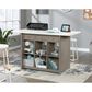 Sauder Craft Pro Work Table with Storage in White and Mystic Oak, , large
