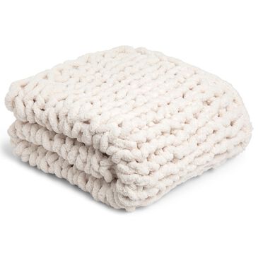 Demdaco Chunky Knit 65" x 70" Throw Blanket in Cream, , large