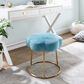 Linon Home Decor Seraphina Vanity Stool with Blue Cushion in Gold, , large