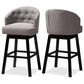 Baxton Studio Theron Swivel Bar Stool with Grey Cushion in Espresso (Set of 2), , large