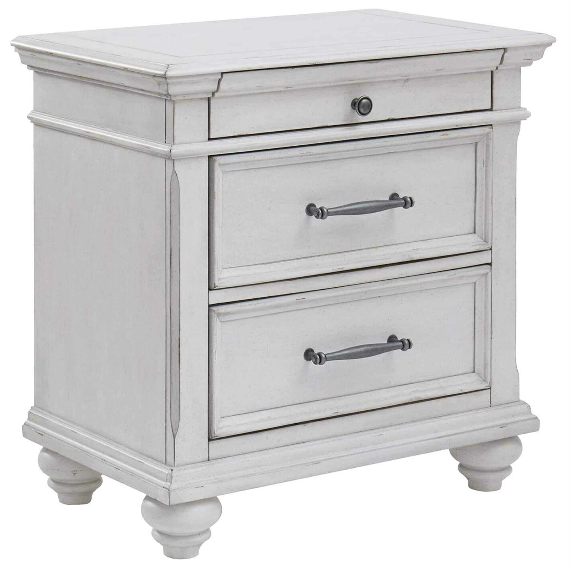 Ashley Kanwyn 4 Piece King Bedroom Set in Distressed Whitewash