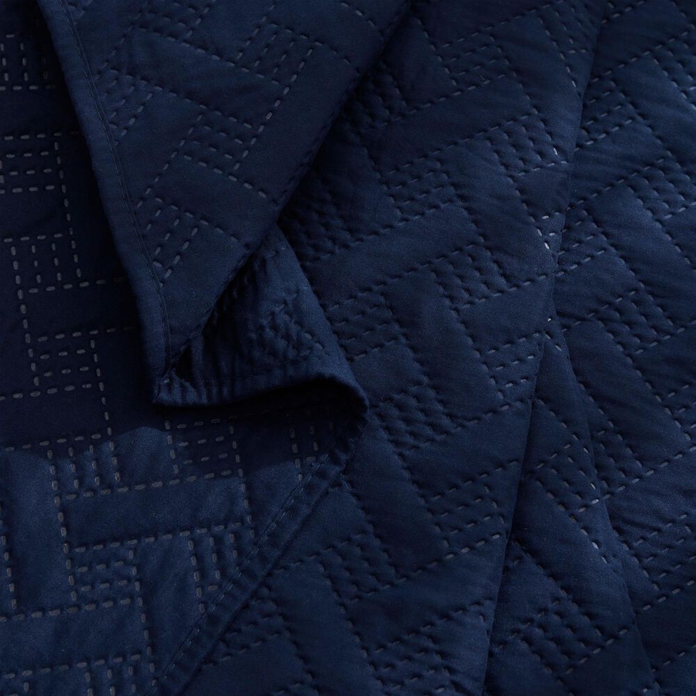 Trade Linker 3-Piece King Basket Pinsonic Quilt Set in Navy, , large