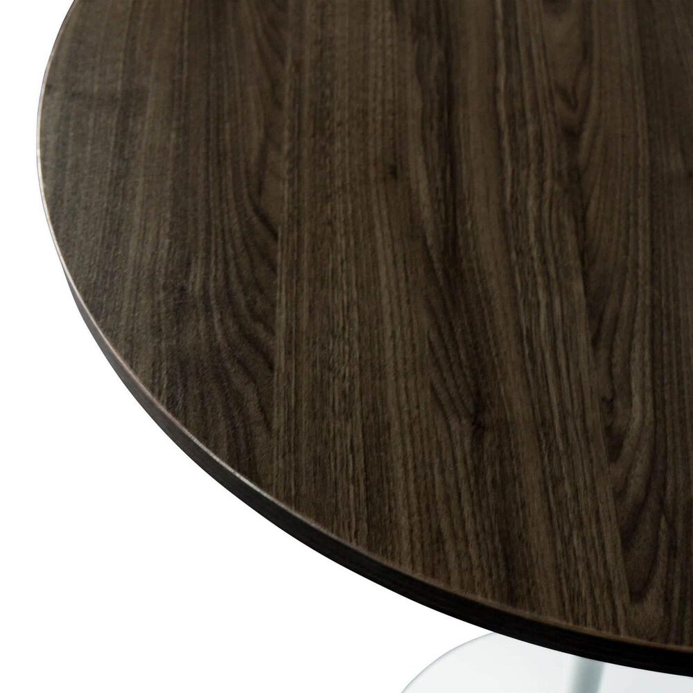 Leisuremod LeisureMod Verve Collection Modern Bar Height Table White Base with 48 Round Dark Walnut MDF Top, , large