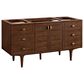 James Martin Vanities Amberly 60" Single Bathroom Vanity in Mid-Century Walnut with Single Hole 3 cm White Zeus Quartz Top and Rectangular Sink, , large
