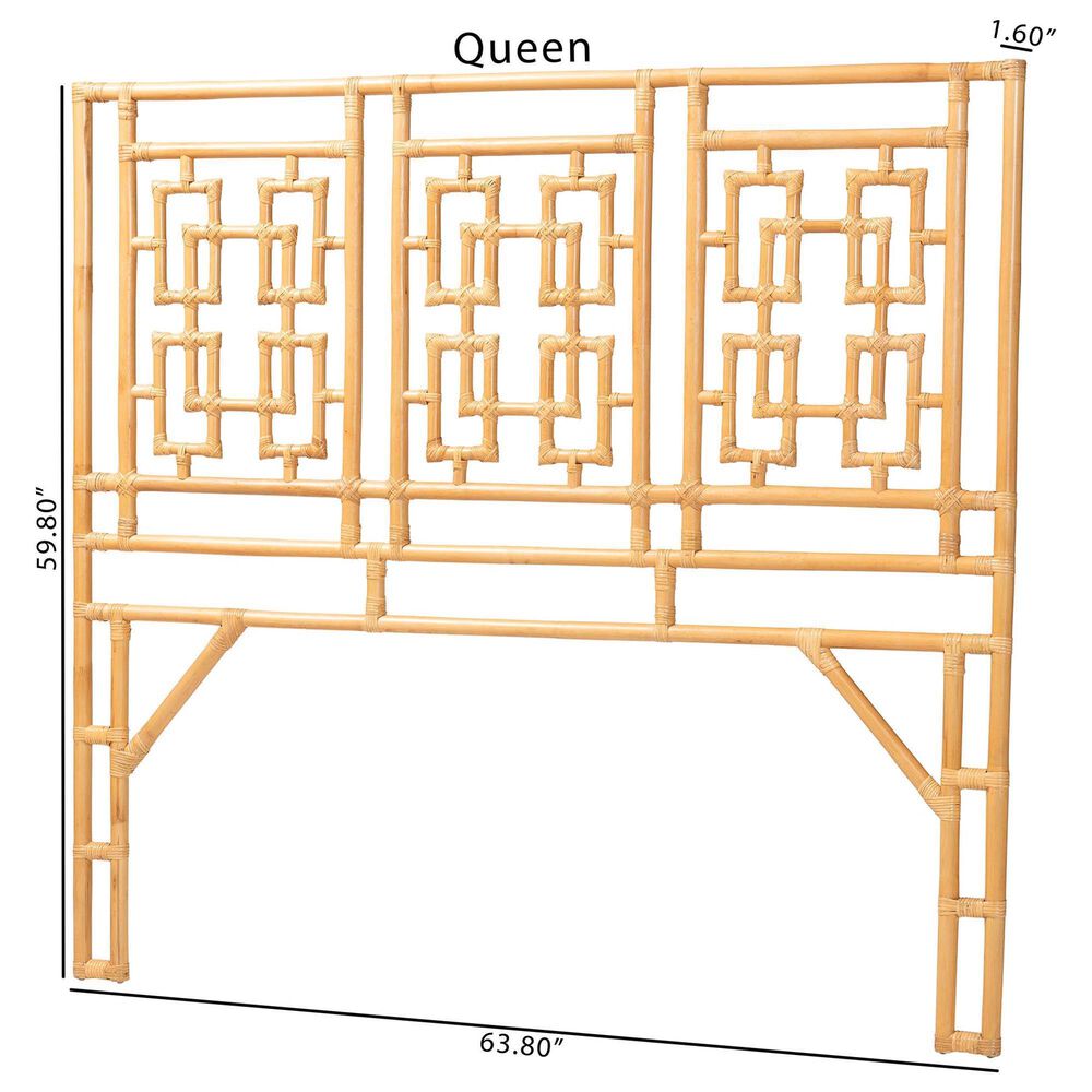 Baxton Studio Galvan Queen Headboard in Light Honey, , large