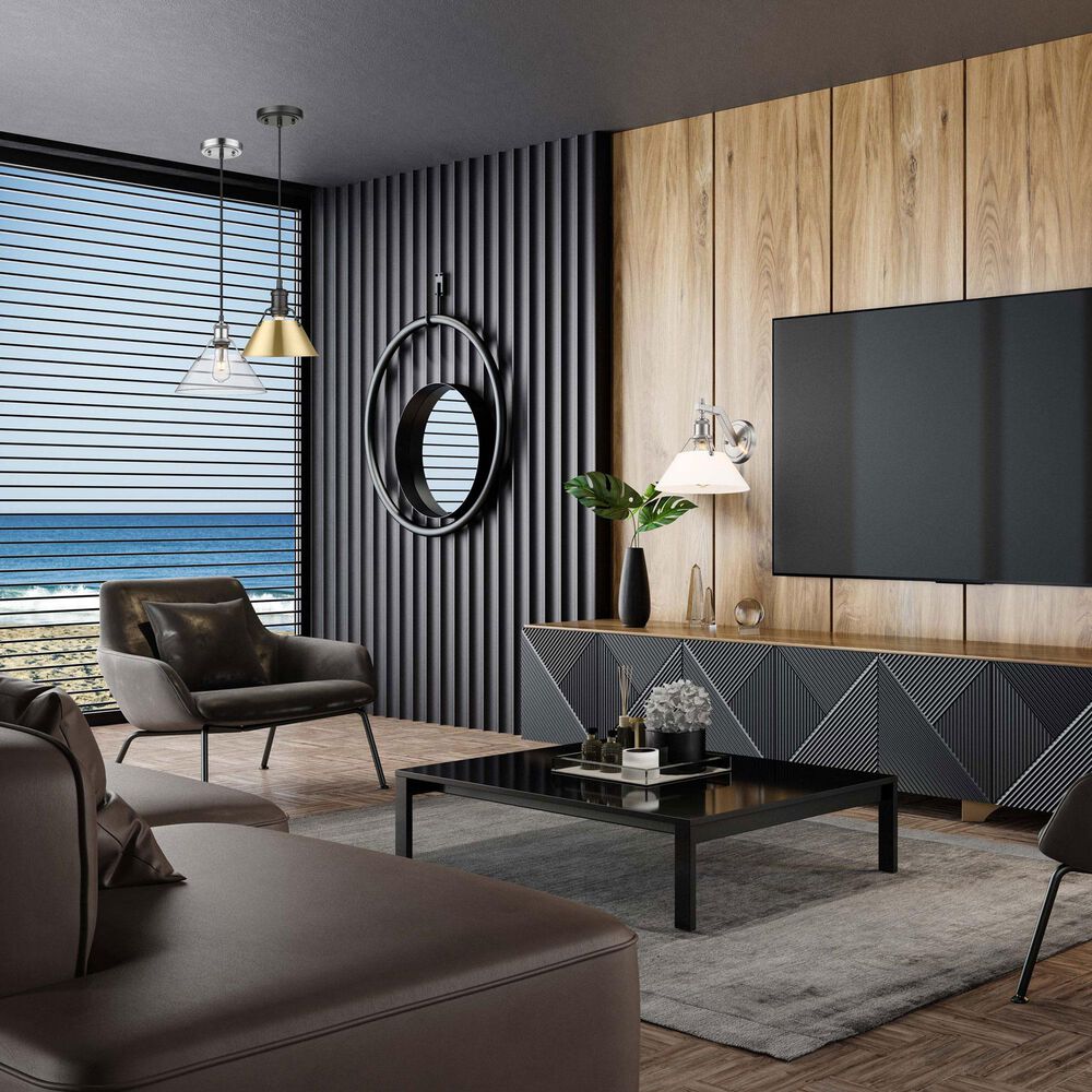 Golden Lighting Orwell 1-Light Small Pendant with Brushed Champagne Bronze Shade in Matte Black, , large