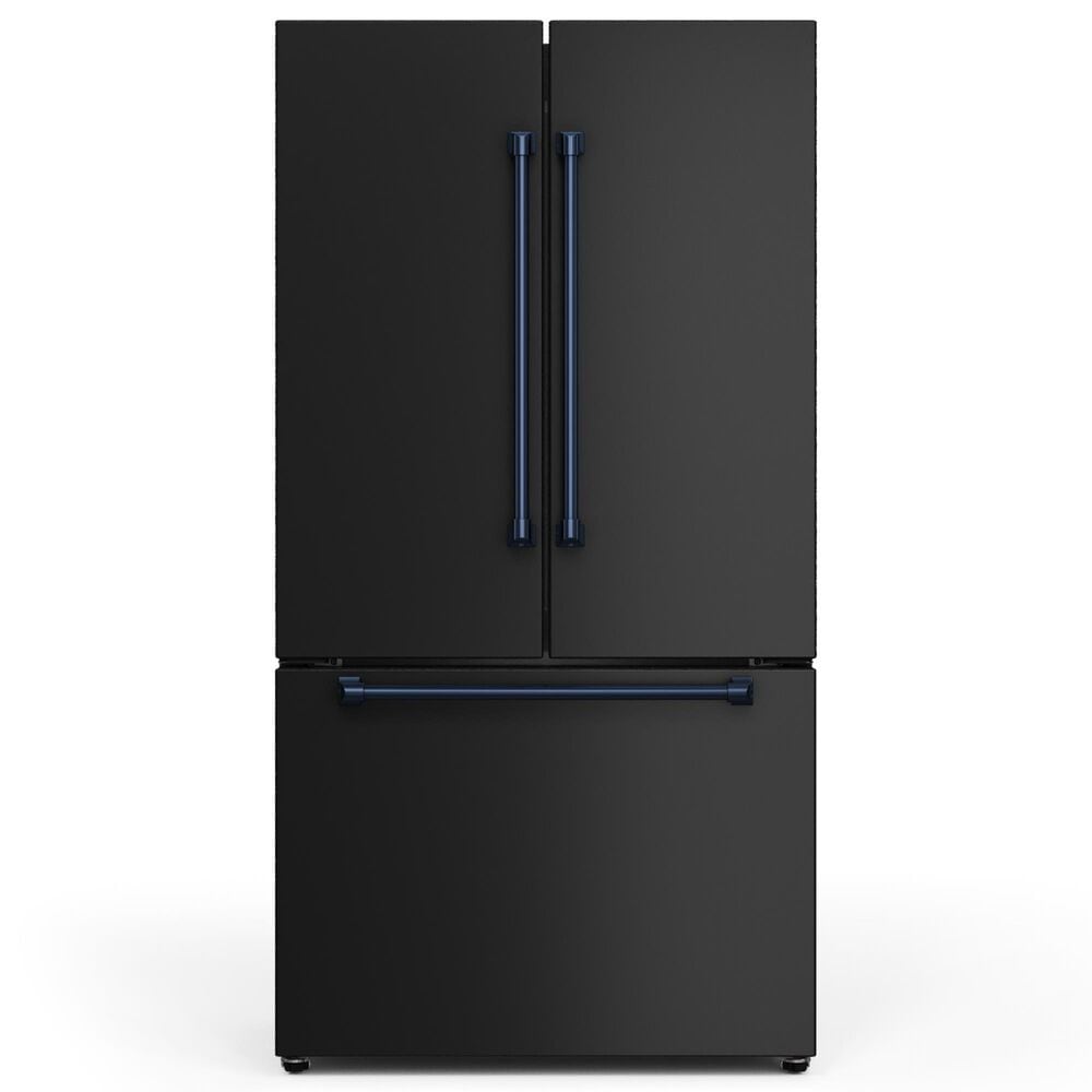 THOR KITCHEN Gordon Ramsay 20.3 Cu. Ft. Counter Depth French Door Refrigerator with Navy Blue Handle Kit in Black, , large