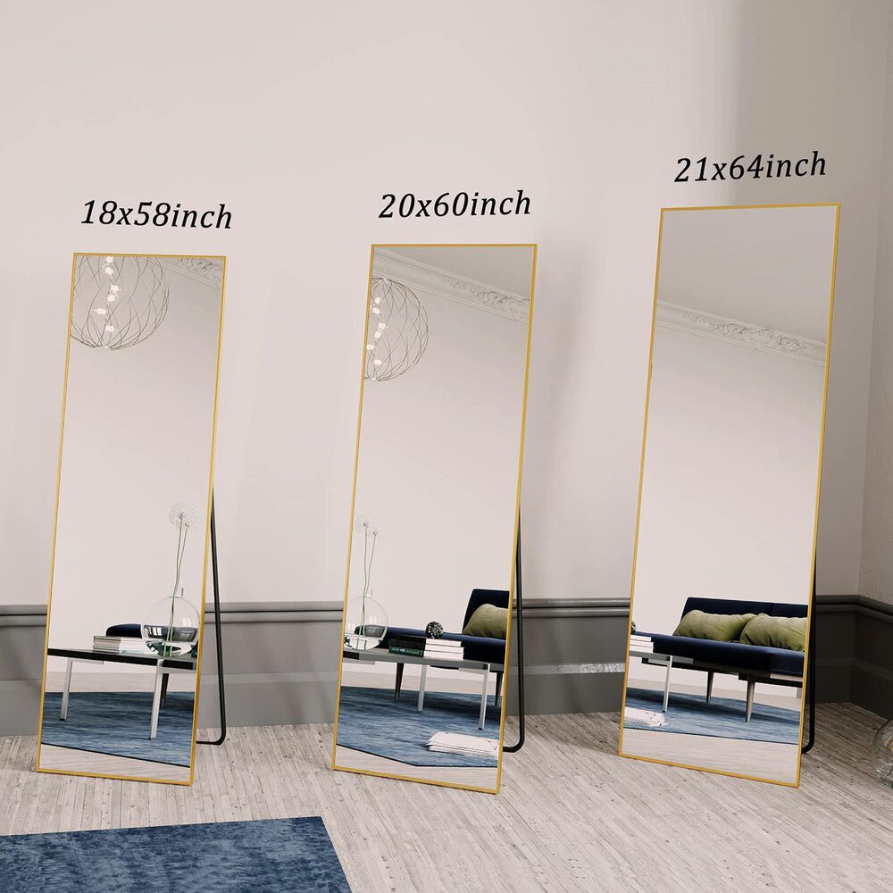 HOMLUX 18" x 58" Rectangular Full Length Floor Mirror in Gold, , large