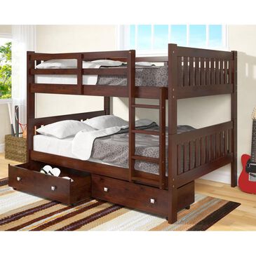 Forest Grove Full over Full Mission Bunk Bed with Drawers in Dark Cappuccino, , large