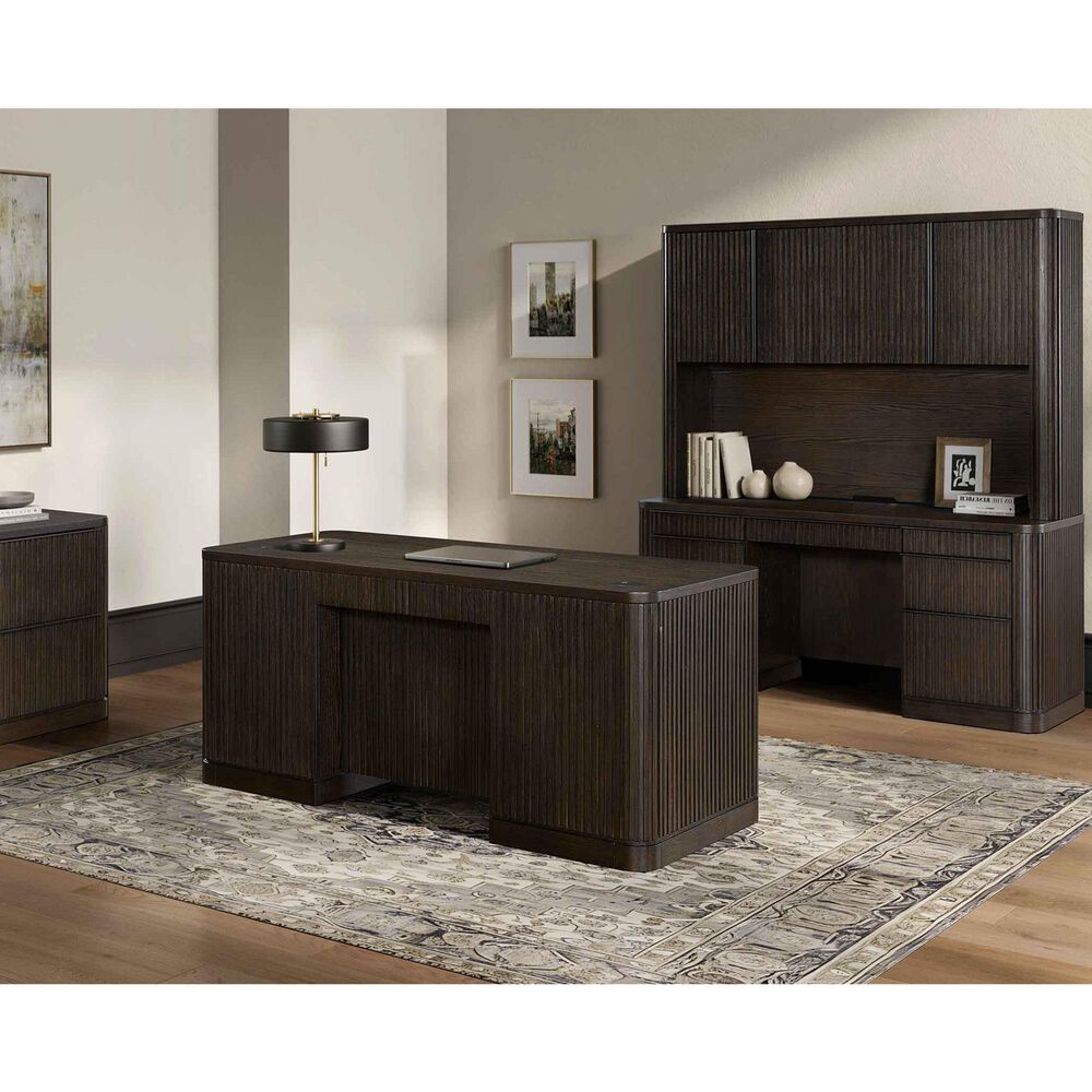 Wycliff Bay Tulane Office Credenza with Hutch in Dark Chocolate, , large