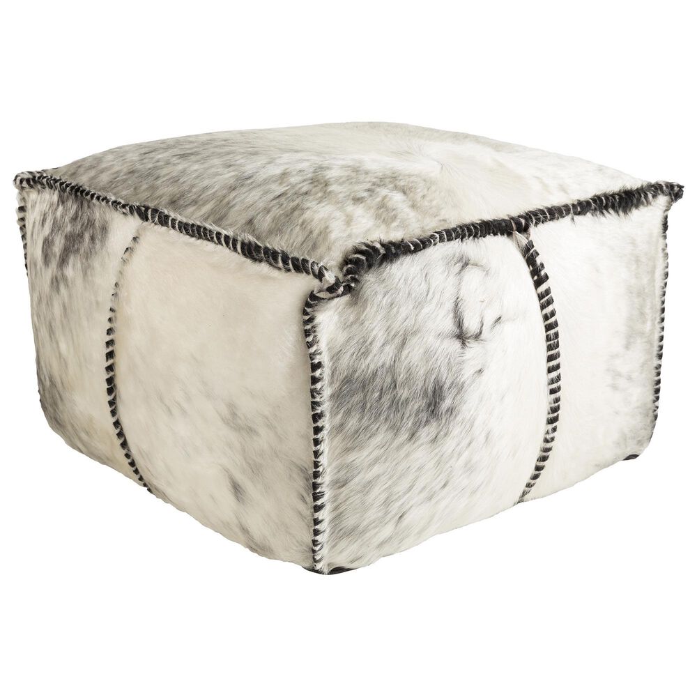 Surya Ranger Pouf in Black, Medium Gray and White, , large